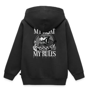 Viking Culture païenne Mon bateau Mes règles - Sweat Premium à capuche enfant bio - noir - Dos - AI Model Kid Male (0cm)