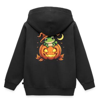 Pumpkin Frog Ribbooobit - Kids Premium Organic Hoodie - black - Back - AI Model Kid Male (0cm)