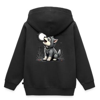 Howling Werewolf Puppy Halloween Awoo ooooo! - Kids Premium Organic Hoodie - black - Back - AI Model Kid Male (0cm)