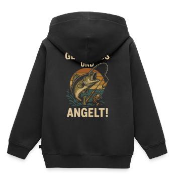 Pêcheur Pêche Amateurs de plein air Accessoires de pêche Amour - Sweat Premium à capuche enfant bio - noir - Dos - AI Model Kid Male (0cm)