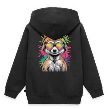Dj suricate avec lunettes de soleil T-Shirt - Sweat Premium à capuche enfant bio - noir - Dos - AI Model Kid Male (0cm)