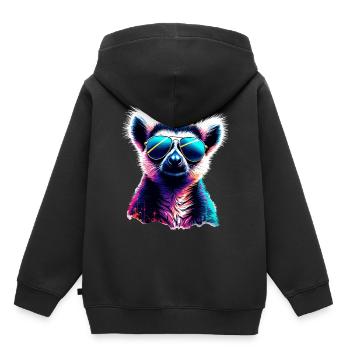 Dj Lémurien avec lunettes de soleil T-Shirt - Sweat Premium à capuche enfant bio - noir - Dos - AI Model Kid Male (0cm)
