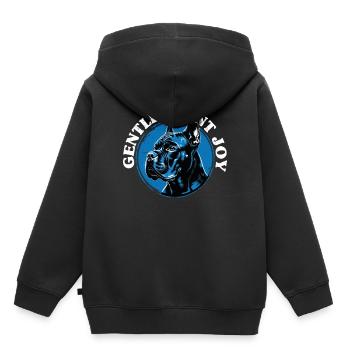 Cane Corso Hund Gentle Giant Joy - Kinder Premium Organic Hoodie - Schwarz - Hinten - AI Model Kid Male (0cm)