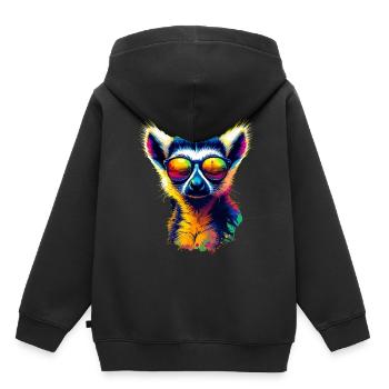 Dj Lémurien avec lunettes de soleil T-Shirt - Sweat Premium à capuche enfant bio - noir - Dos - AI Model Kid Male (0cm)