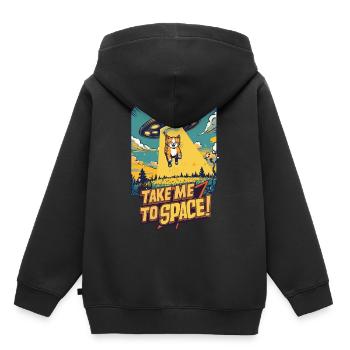 Katze UFO All-Abenteuer - Kinder Premium Organic Hoodie - Schwarz - Hinten - AI Model Kid Male (0cm)