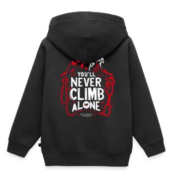 Du wirst niemals allein klettern - Kinder Premium Organic Hoodie - Schwarz - Hinten - AI Model Kid Male (0cm)