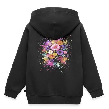Multicolor Flower Bouquet Splash Art - Kids Premium Organic Hoodie - black - Back - AI Model Kid Male (0cm)