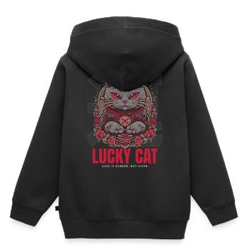 Lucky Cat Glückskatze Maneki Neko Rot - Kinder Premium Organic Hoodie - Schwarz - Hinten - AI Model Kid Male (0cm)