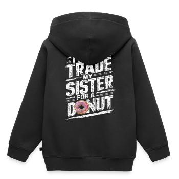 Ich tausche meine Schwester gegen ein Donut-lustiges Geschwisterchen - Kinder Premium Organic Hoodie - Schwarz - Hinten - AI Model Kid Male (0cm)