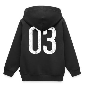 03 Numéros de MAILLOT Numéro 3 3 Cadeaux T-shirts - Sweat Premium à capuche enfant bio - noir - Dos - AI Model Kid Male (0cm)