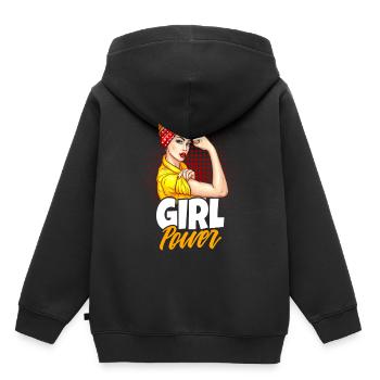 Girl Power Super Frau Frauen Power - Kinder Premium Organic Hoodie - Schwarz - Hinten - AI Model Kid Male (0cm)