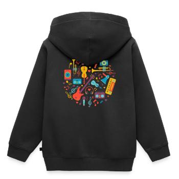 Diverse Instrumente Musikschule Musiker Instrument - Kinder Premium Organic Hoodie - Schwarz - Hinten - AI Model Kid Male (0cm)