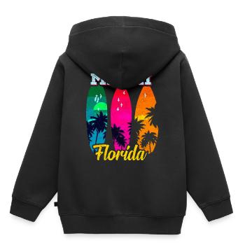 Miami Beach Vacation Retro Florida America Gift - Sweat Premium à capuche enfant bio - noir - Dos - AI Model Kid Male (0cm)