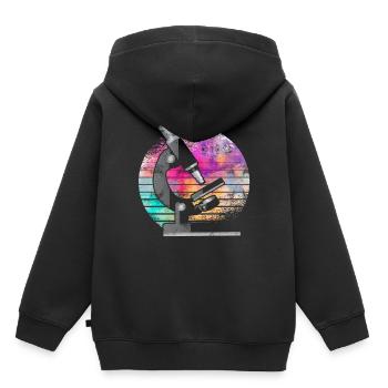 Microscope biologie science médecine recherche - Sweat Premium à capuche enfant bio - noir - Dos - AI Model Kid Male (0cm)