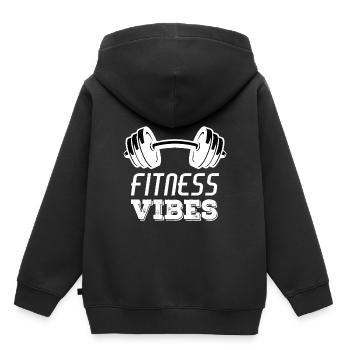 Fitness Vibes Workout Sport Training - Sweat Premium à capuche enfant bio - noir - Dos - AI Model Kid Male (0cm)