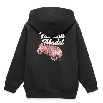 Nu mannequin rat mannequin rongeur rat rat humour - Sweat Premium à capuche enfant bio - noir - Dos - AI Model Kid Male (0cm)