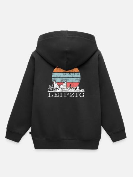 Mein Leipzig Skyline Deutschland Heimat Stadt - Kinder Premium Organic Hoodie - Schwarz