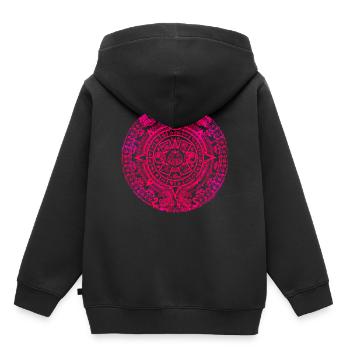 Calendrier Aztèque Maya Aztèque Mexique - Sweat Premium à capuche enfant bio - noir - Dos - AI Model Kid Male (0cm)