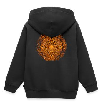 Calendrier Aztèque Maya Aztèque Mexique - Sweat Premium à capuche enfant bio - noir - Dos - AI Model Kid Male (0cm)