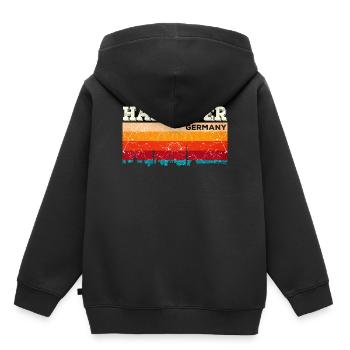 Ville natale de Hanovre Allemagne - Sweat Premium à capuche enfant bio - noir - Dos - AI Model Kid Male (0cm)