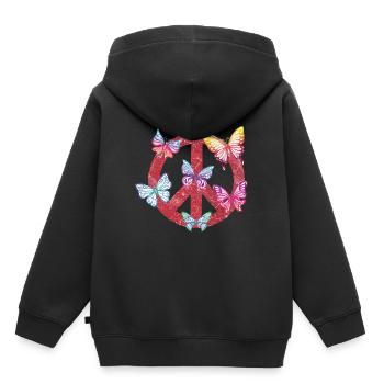 Hippie Schmetterlinge Hippies Flower Power 60s - Kinder Premium Organic Hoodie - Schwarz - Hinten - AI Model Kid Male (0cm)