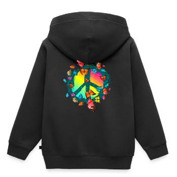Hippie Schmetterlinge Hippies Flower Power 60s - Kinder Premium Organic Hoodie - Schwarz - Hinten - AI Model Kid Male (0cm)