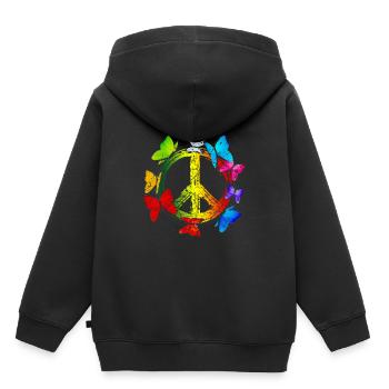 Hippie Schmetterlinge Hippies Flower Power 60s - Kinder Premium Organic Hoodie - Schwarz - Hinten - AI Model Kid Male (0cm)