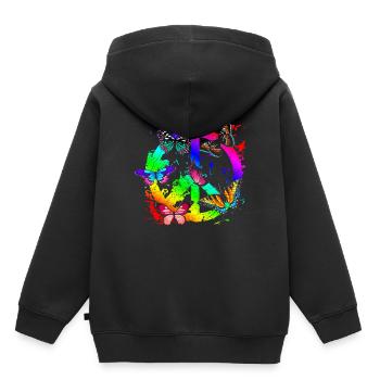 Hippie Schmetterlinge Hippies Flower Power 60s - Kinder Premium Organic Hoodie - Schwarz - Hinten - AI Model Kid Male (0cm)