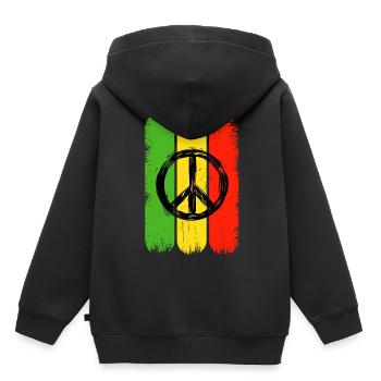 Jamaïque Hippie Peace Sign Rastas Jamaïque - Sweat Premium à capuche enfant bio - noir - Dos - AI Model Kid Male (0cm)