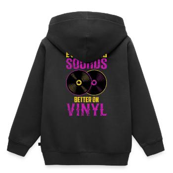 DJ vinyl turntable LP records - Kids Premium Organic Hoodie - black - Back - AI Model Kid Male (0cm)