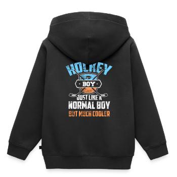 Eishockey Boy Hockey Sohn Teamsport - Kinder Premium Organic Hoodie - Schwarz - Hinten - AI Model Kid Male (0cm)