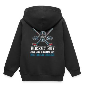 Eishockey Boy Hockey Sohn Teamsport - Kinder Premium Organic Hoodie - Schwarz - Hinten - AI Model Kid Male (0cm)