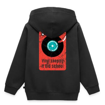 Vinyl old school turntable vinyl records DJ - Kids Premium Organic Hoodie - black - Back - AI Model Kid Male (0cm)
