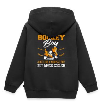 Hockey Junge - Kinder Premium Organic Hoodie - Schwarz - Hinten - AI Model Kid Male (0cm)