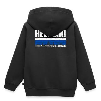 Helsinki Finlande - Sweat Premium à capuche enfant bio - noir - Dos - AI Model Kid Male (0cm)