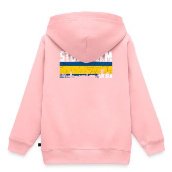 Stockholm Skyline Suède Ville natale - Sweat Premium à capuche enfant bio - rose - Dos - AI Model Kid Female (0cm)