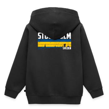 Stockholm Skyline Suède Ville natale - Sweat Premium à capuche enfant bio - noir - Dos - AI Model Kid Male (0cm)