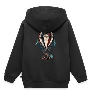 Montgolfières vintage Montgolfières - Sweat Premium à capuche enfant bio - noir - Dos - AI Model Kid Male (0cm)