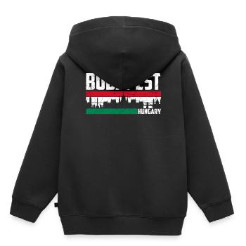 Ville natale de la Hongrie d'horizon de Budapest - Sweat Premium à capuche enfant bio - noir - Dos - AI Model Kid Male (0cm)