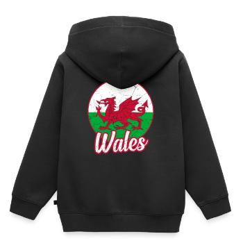 Drapeau du Pays de Galles - Sweat Premium à capuche enfant bio - noir - Dos - AI Model Kid Male (0cm)