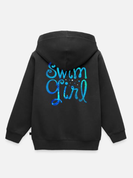 Swimming Girl Swimmer Swimming Girl - Kids Premium Organic Hoodie - black