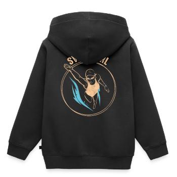 Natation fille natation fille natation - Sweat Premium à capuche enfant bio - noir - Dos - AI Model Kid Male (0cm)