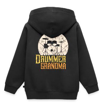 Schlagzeuger Omi - Kinder Premium Organic Hoodie - Schwarz - Hinten - AI Model Kid Male (0cm)