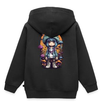 Fantasy Mushroom Girl Kawaii Goth e-girl - Kids Premium Organic Hoodie - black - Back - AI Model Kid Male (0cm)