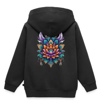 Lebensblume Lotus Spiritualität Design - Kinder Premium Organic Hoodie - Schwarz - Hinten - AI Model Kid Male (0cm)