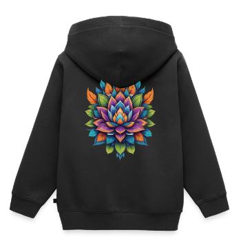 Fleur spirituelle Lotus Énergie Vitale Fleur de Vie - Sweat Premium à capuche enfant bio - noir - Dos - AI Model Kid Male (0cm)