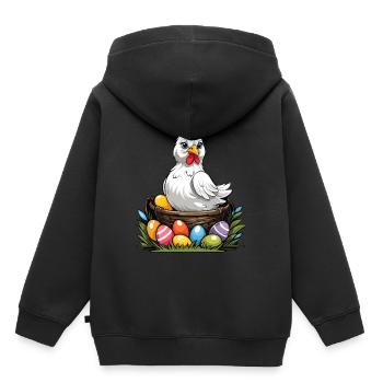 Buntes Huhn Süß Lustig Ostereier Nest - Kinder Premium Organic Hoodie - Schwarz - Hinten - AI Model Kid Male (0cm)