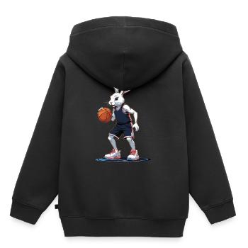 Joueur de basket-ball lapin de Pâques drôle streetwear - Sweat Premium à capuche enfant bio - noir - Dos - AI Model Kid Male (0cm)