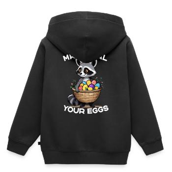 Lustiges Waschbär Ostereier Dieb Design - Kinder Premium Organic Hoodie - Schwarz - Hinten - AI Model Kid Male (0cm)