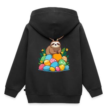 Funny Sloth Easter Bunny Iconic Easter - Kids Premium Organic Hoodie - black - Back - AI Model Kid Male (0cm)